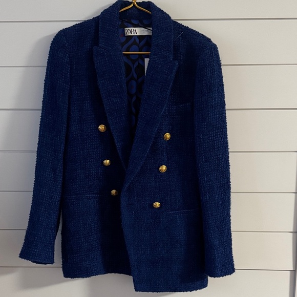 Zara Deep Royal Blue Jacket with Gold Accents - Picture 2 of 11